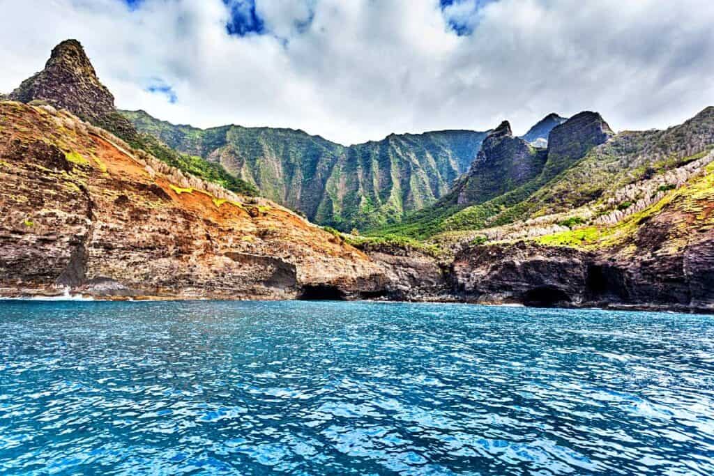 Hanakoa Valley on the Na Pali coast from a boat tour